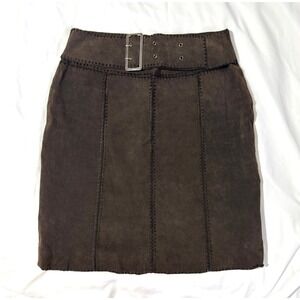 Neutral Zone Brown Genuine Leather Whipstitch Belted Mini M Western Cowgirl